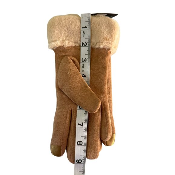 NWT!! Tian Womens Faux Fur Tan Winter Gloves Size M - Picture 6 of 6